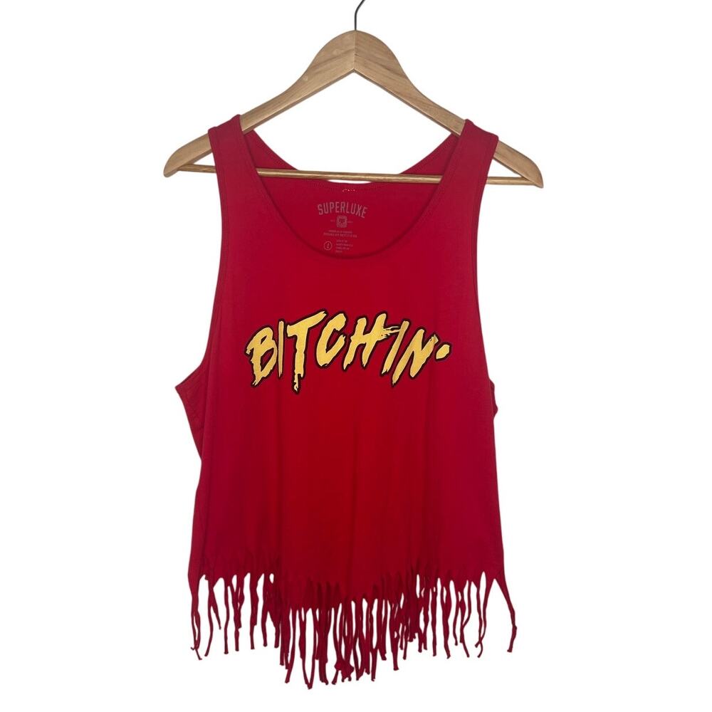 Superluxe Hulk Hogan Women's Red Tank Top Cut Fringe Bottom Size Large